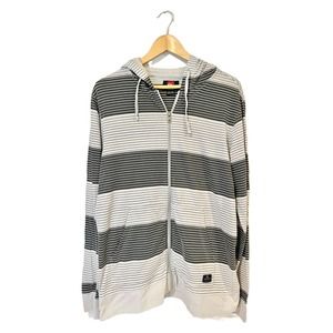 Quicksilver Great Otway Hood Men's L/G Gray Stripe Pullover Hoodie